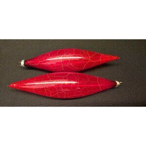 Vintage MCM 6" Mercury Glass Red Christmas Ornaments West Germany